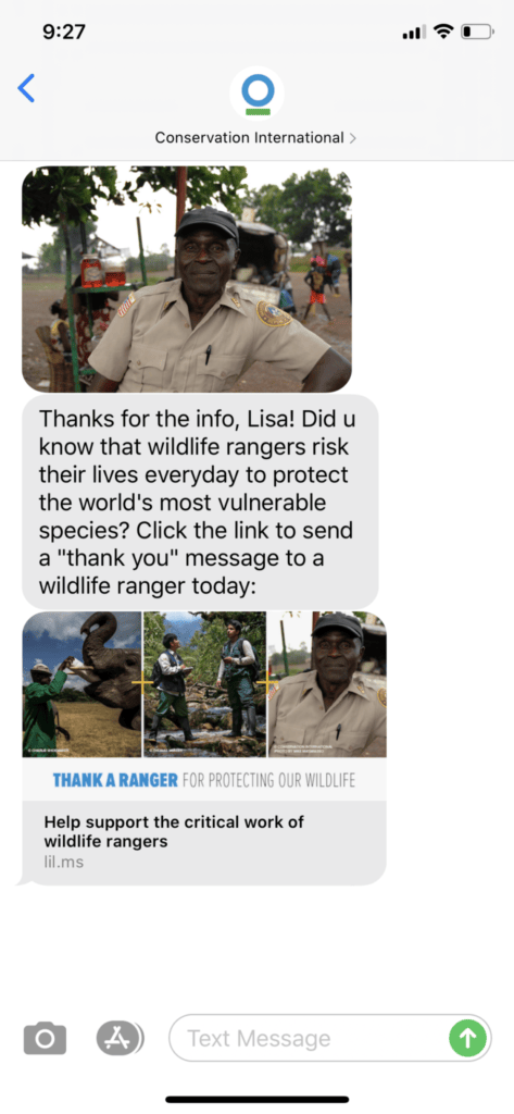 Example of an SMS message that builds community.