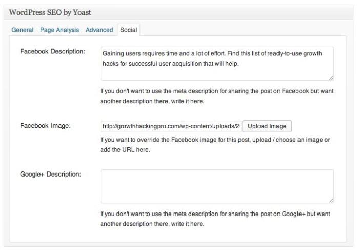 A screenshot of WordPress SEO by Yoast that shows you how to implement ogp tags through the plugin feature.