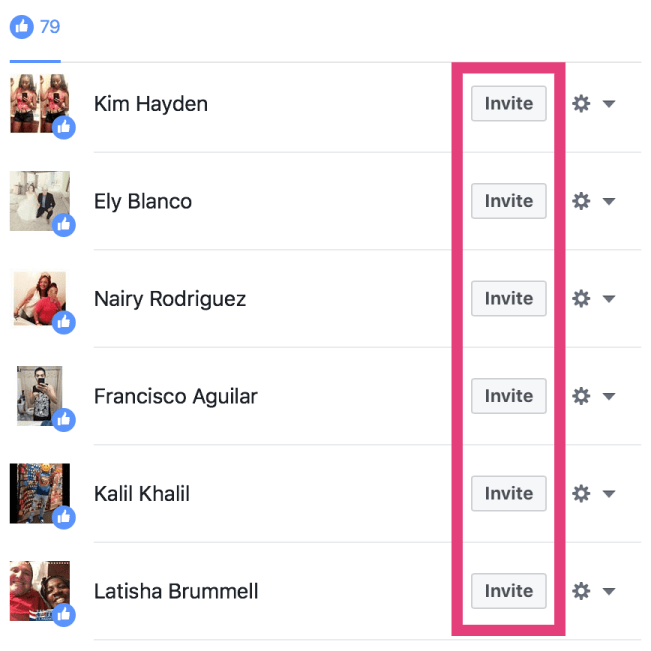 A list of people who have liked a Facebook post, but not the page it appeared on.
