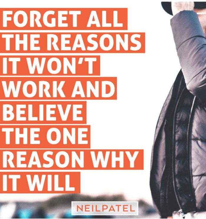 An inspirational quote visual from Neil Patel's Facebook page.