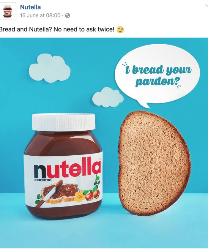 A Facebook post from Nutella.