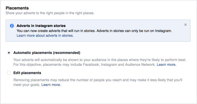 A screenshot setting ad location on Facebook.