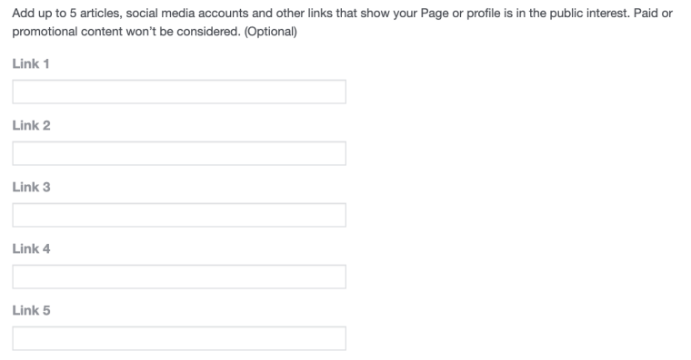 Adding links to notable sites for Facebook verification