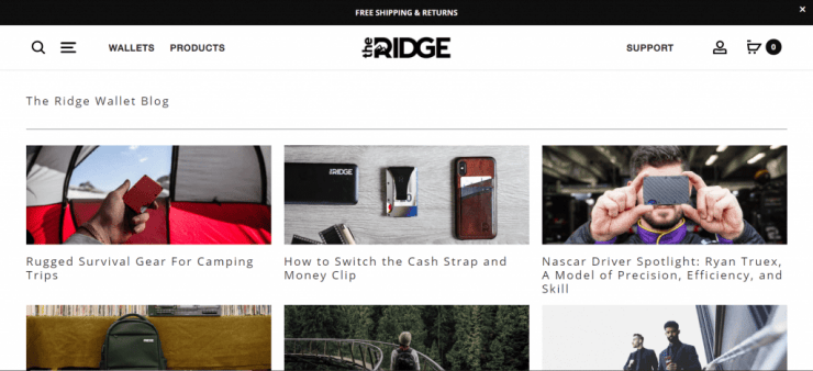 Ridgewallet Shopify blog example