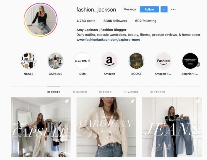 Instagram Influencer Amy Jackson's page. 