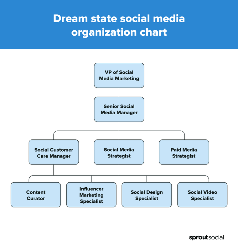 A graphic depicting the dream state social media organization chart 