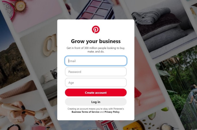Pinterest business account sign In