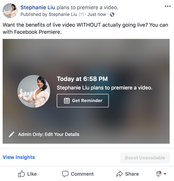 facebook premiere