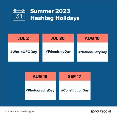 A list of Summer 2023 hashtag holidays