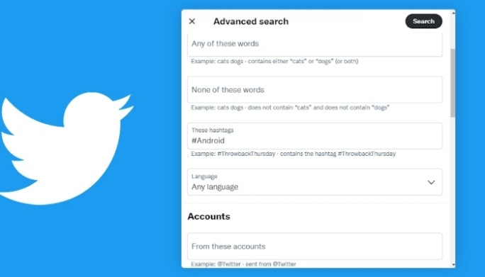 Twitter Advanced Search by hastag