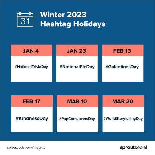 A list of Winter 2023 hashtag holidays