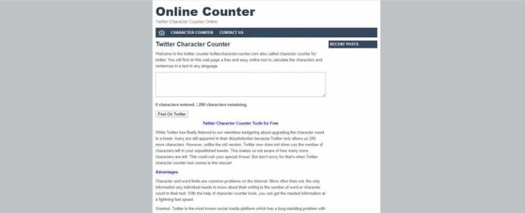 Twitter character count tool