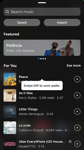 Pick any audio from Instagram